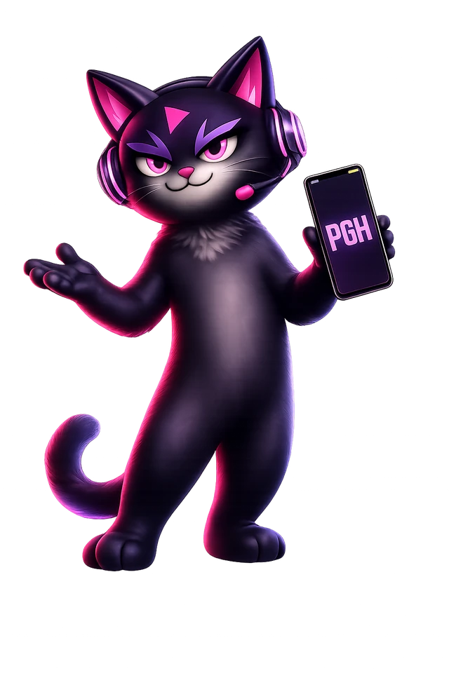 PornGamesHere mascot presenting browser and download game options